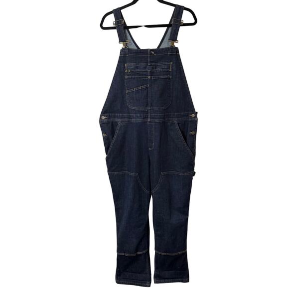Carhartt Women's Rugged Flex Denim Double Front Bib Overalls Dark Wash XL Short - Picture 1 of 11